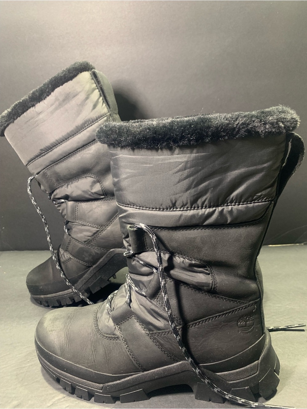 Timberland Jenness Fall Woman Waterproof Black Winter Snow Boots Faux Fur Size-7